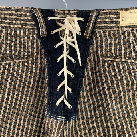 KAPITAL Size 34 Brown Light brown Gingham Cotton Baggy Casual Pants