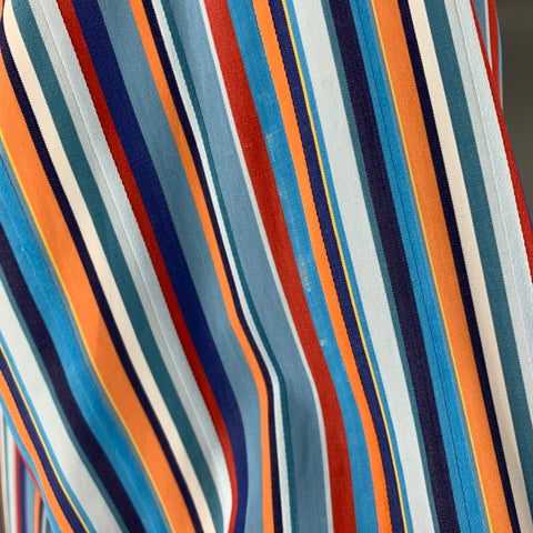 ETRO Size L Blue Multi Color Stripe Cotton Button Up Long Sleeve Shirt