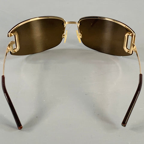 DOLCE & GABBANA Gold Tortoiseshell Metal Monogram Wrap Around Sunglasses