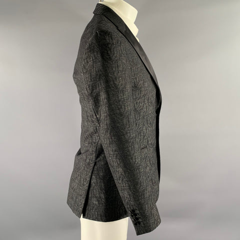 JOHN VARVATOS Size 40 Grey Black Wool Polyamide Tuxedo Sport Coat