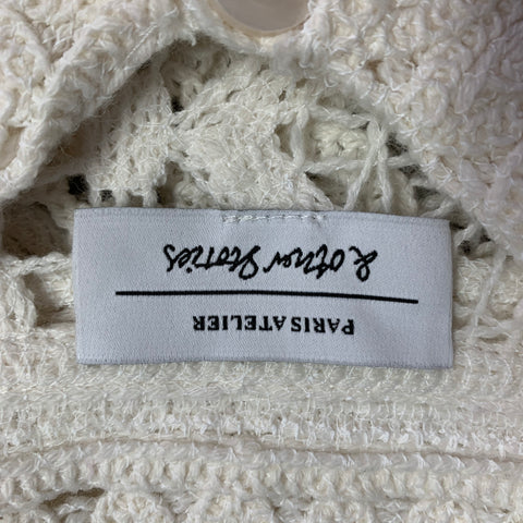 PARIS ATELIER Size XS Cream Cotton Blend Crochet Cropped Shirt
