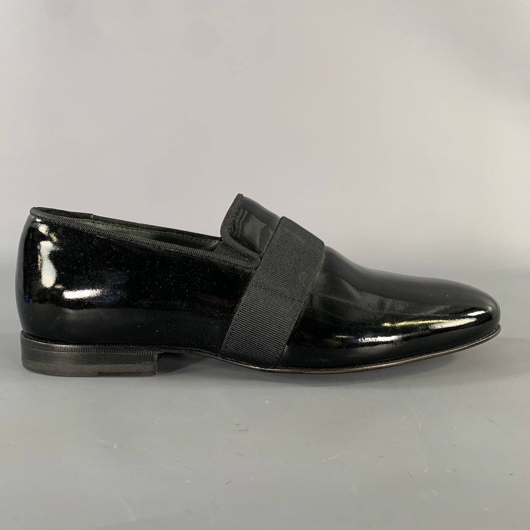LANVIN Size 6 Black Patent Leather Slip On Loafers