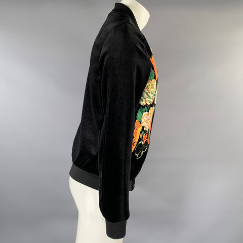 SCOTCH AND SODA Chest Size S Black Embroidery Polyester Bomber Jacket