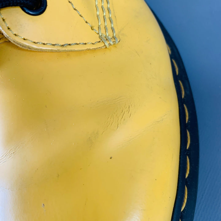 DR. MARTENS Size 8 Yellow Leather Lace-Up Boots