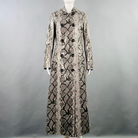 STAND STUDIO Size M Sasha Grey Black Polyester Blend Snakeskin Print Coat
