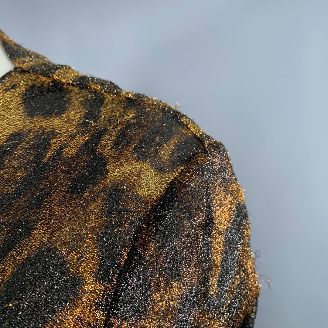 ISABEL MARANT Size S Brown Black Metallic Silk Blend Animal Print Dress Top