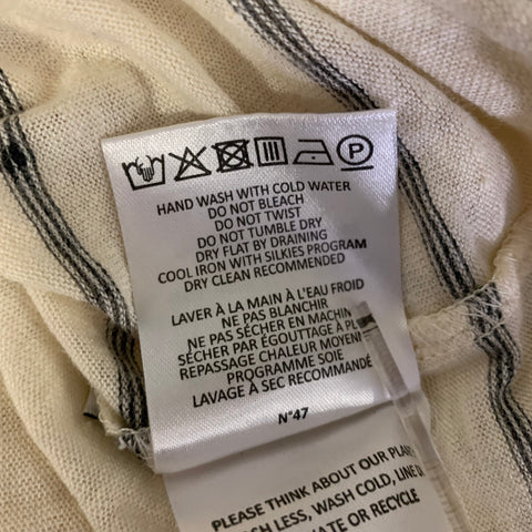 OFFICINE GENERALE Size L Cream Grey Stripe Linen Blend Lightweight Pullover