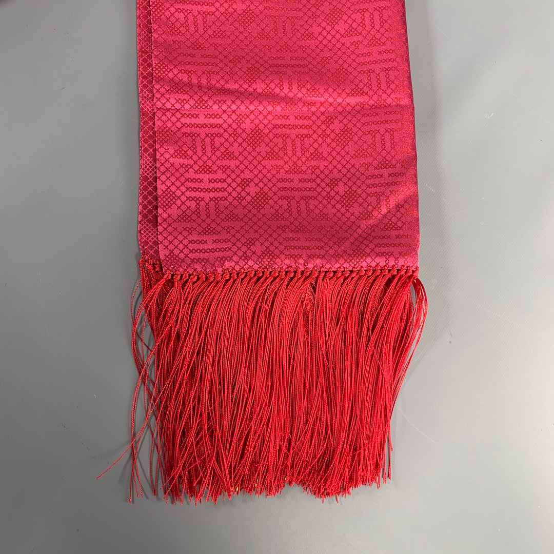 SHANGHAI TANG Pink Red Jacquard Silk Scarves