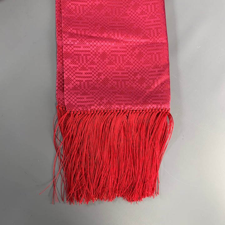 SHANGHAI TANG Pink Red Jacquard Silk Scarves