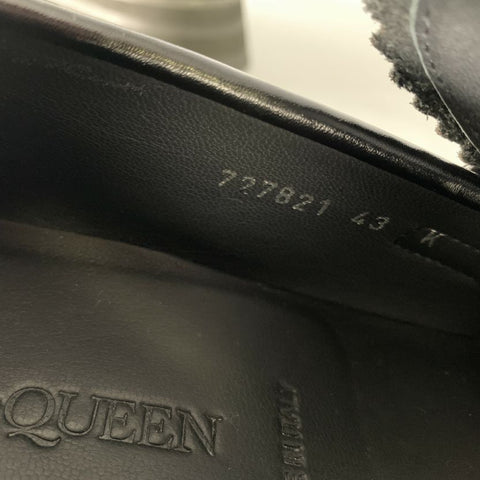 ALEXANDER MCQUEEN Size 10 Black Silver Chain Leather Slip On Loafers