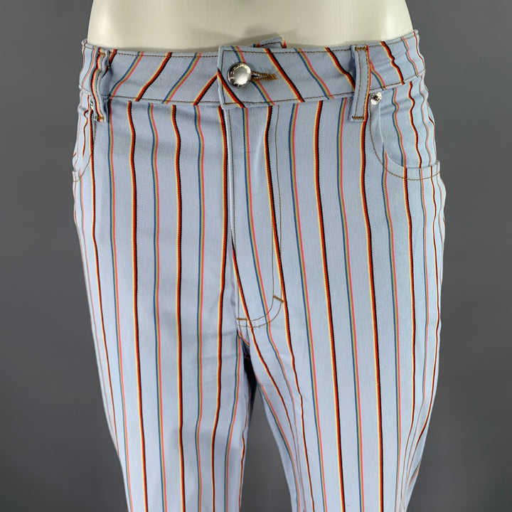 ECKHAUS LATTA Size 30 Light Blue Cotton Blend Stripe Pants