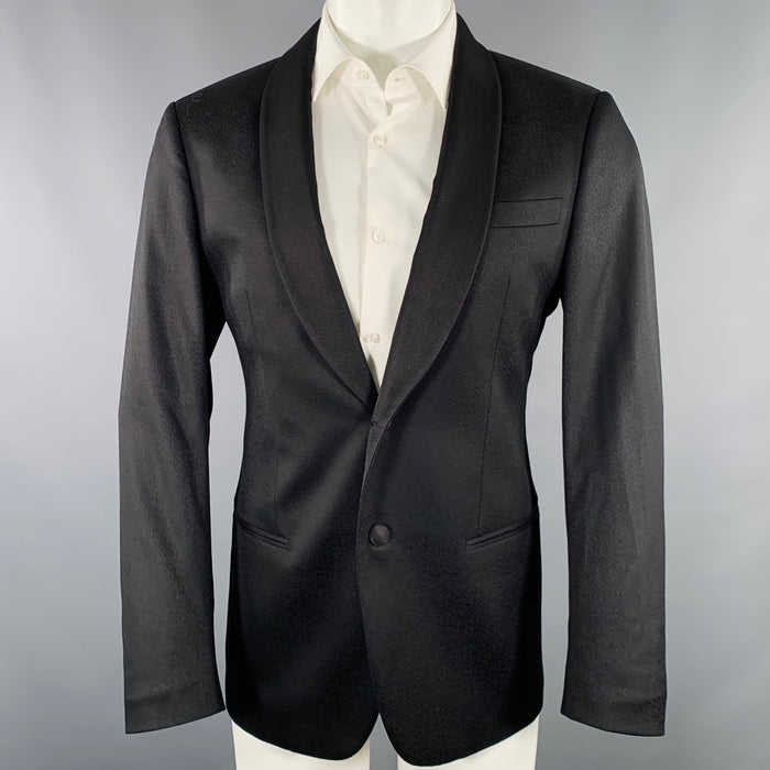 GIORGIO ARMANI Size 40 Black Jacquard Wool Blend Sport Coat