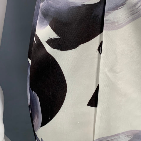 PRABAL GURUNG SS10 Size S White Black Silk Floral V-Neck Mermaid Evening Gown