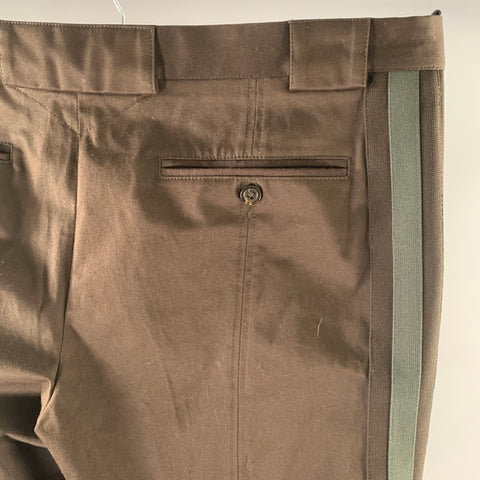 DOLCE & GABBANA Size 36 Brown Green Stripe Taped Casual Pants