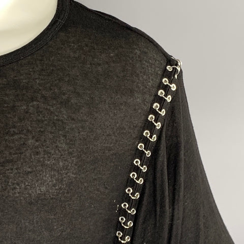 IRO Size XS Black Silver Hardware Lyocel polyurethane See Through T shirt