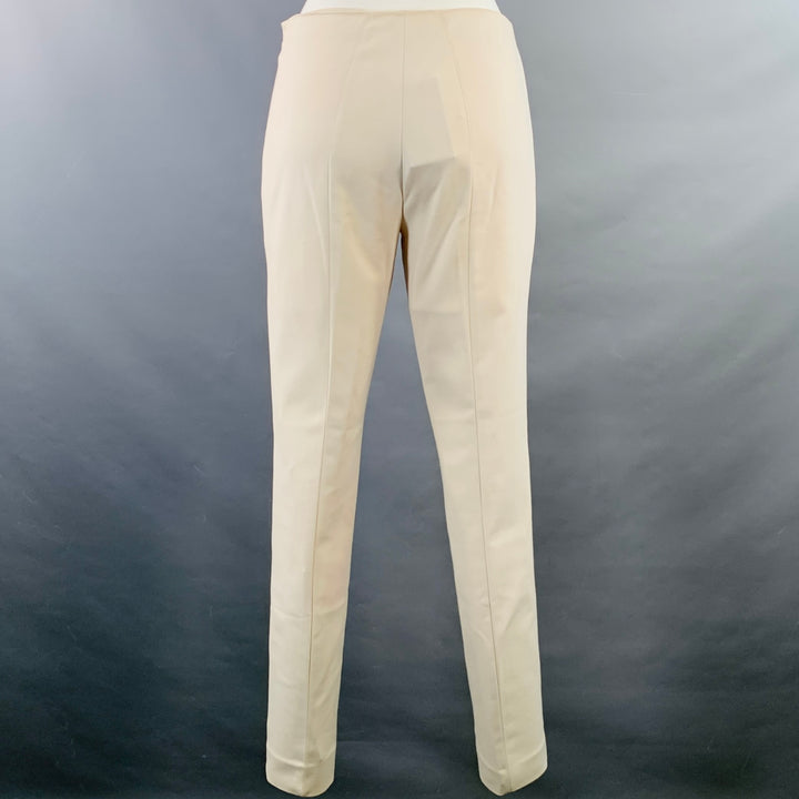 AKRIS Size 2 Cream Wool Blend Tapered Side Zipper Dress Pants