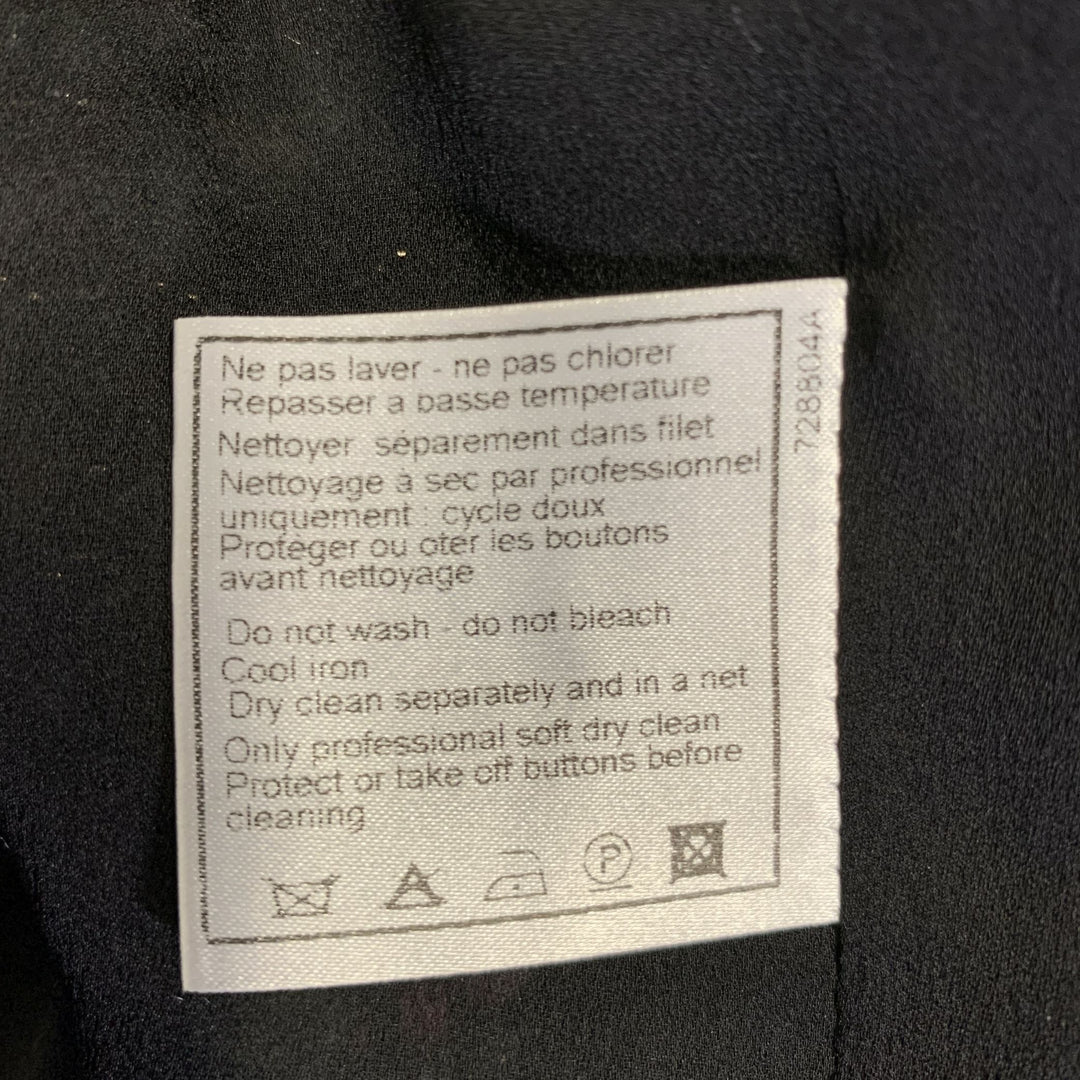 CHANEL Size 4 Black Multi-Color Wool Blend Open Front Jacket