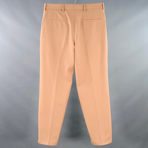 DRIES VAN NOTEN Size 32 Tan Twill Polyester Wool Pleated Dress Pants