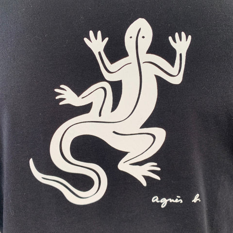 AGNÈS B. Tee-shirt Manches Courtes Coton Lézard Noir Blanc Taille M