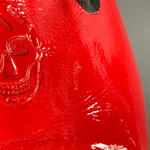ALEXANDER MCQUEEN Size 12 Red Black Embossed Skull Patent Leather Slip On Loafers