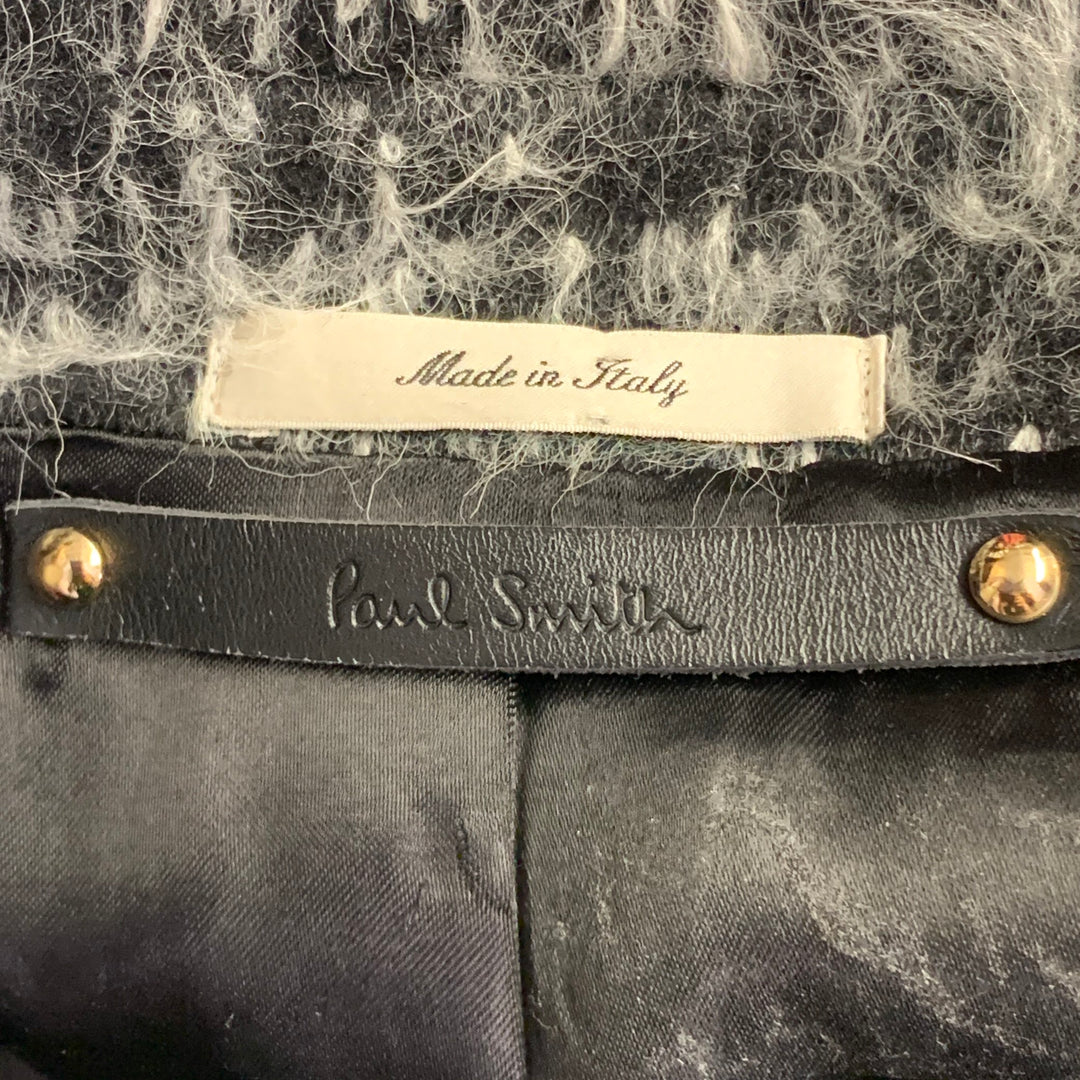 PAUL SMITH Size M Grey White Textured Wool Blend Peak Lapel Coat