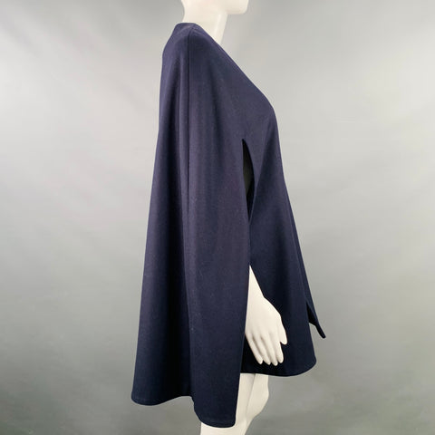 TED BAKER Size M Vickiye Navy Wool Blend Snaps Cape