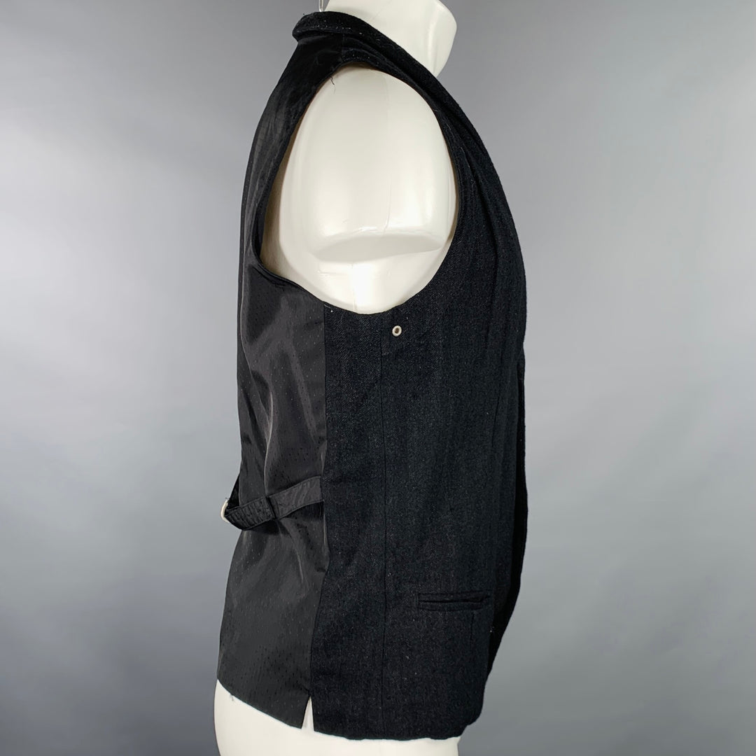 ROBERT GELLER Size M Black Shawl Collar Wool Blend Vest