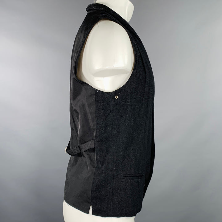 ROBERT GELLER Size M Black Shawl Collar Wool Blend Vest