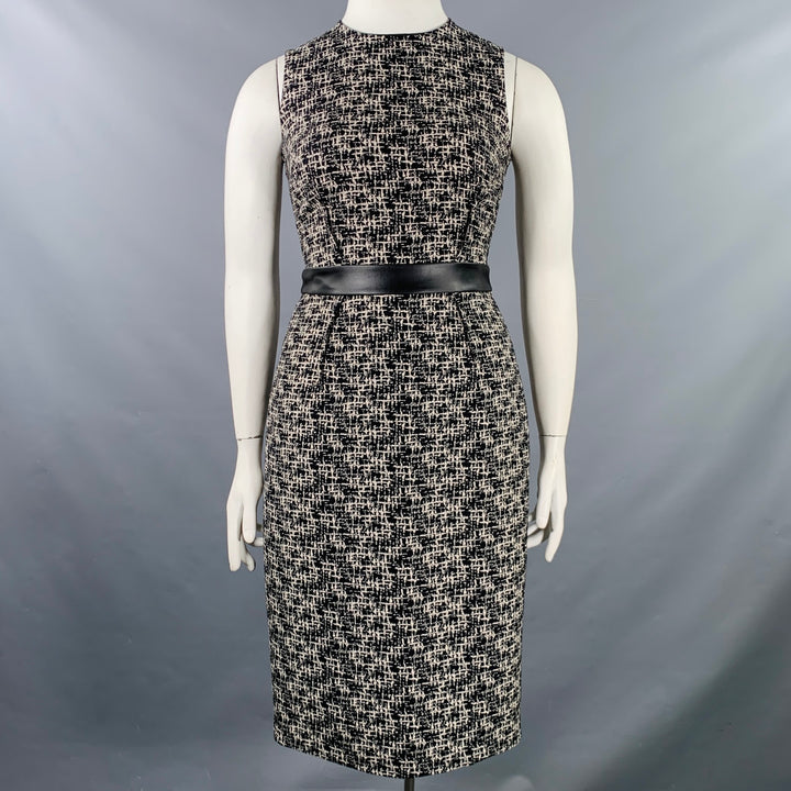 MICHAEL KORS COLLECTION Size 10 Black White Wool Tweed Shift Dress Jacket Set