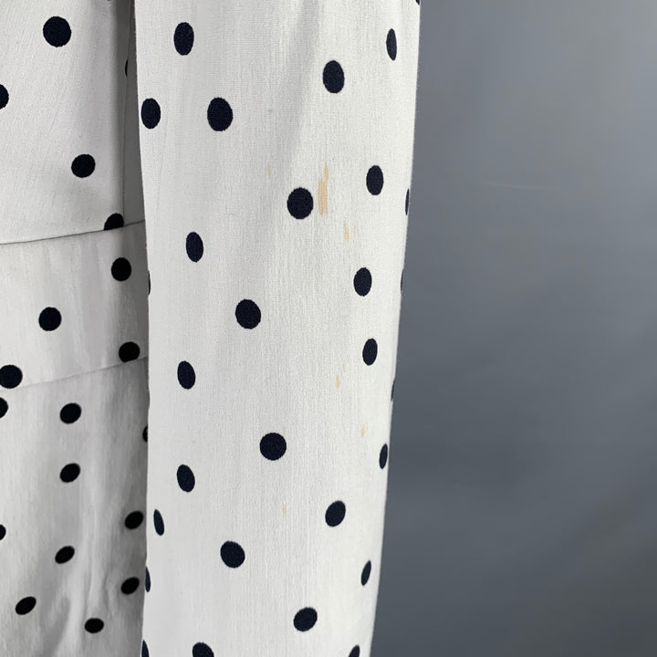AKRIS Size 8 White Black Cotton Blend Polka Dot Blazer