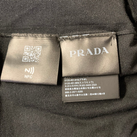 PRADA Size M Black Knitted Silk Buttoned Polo