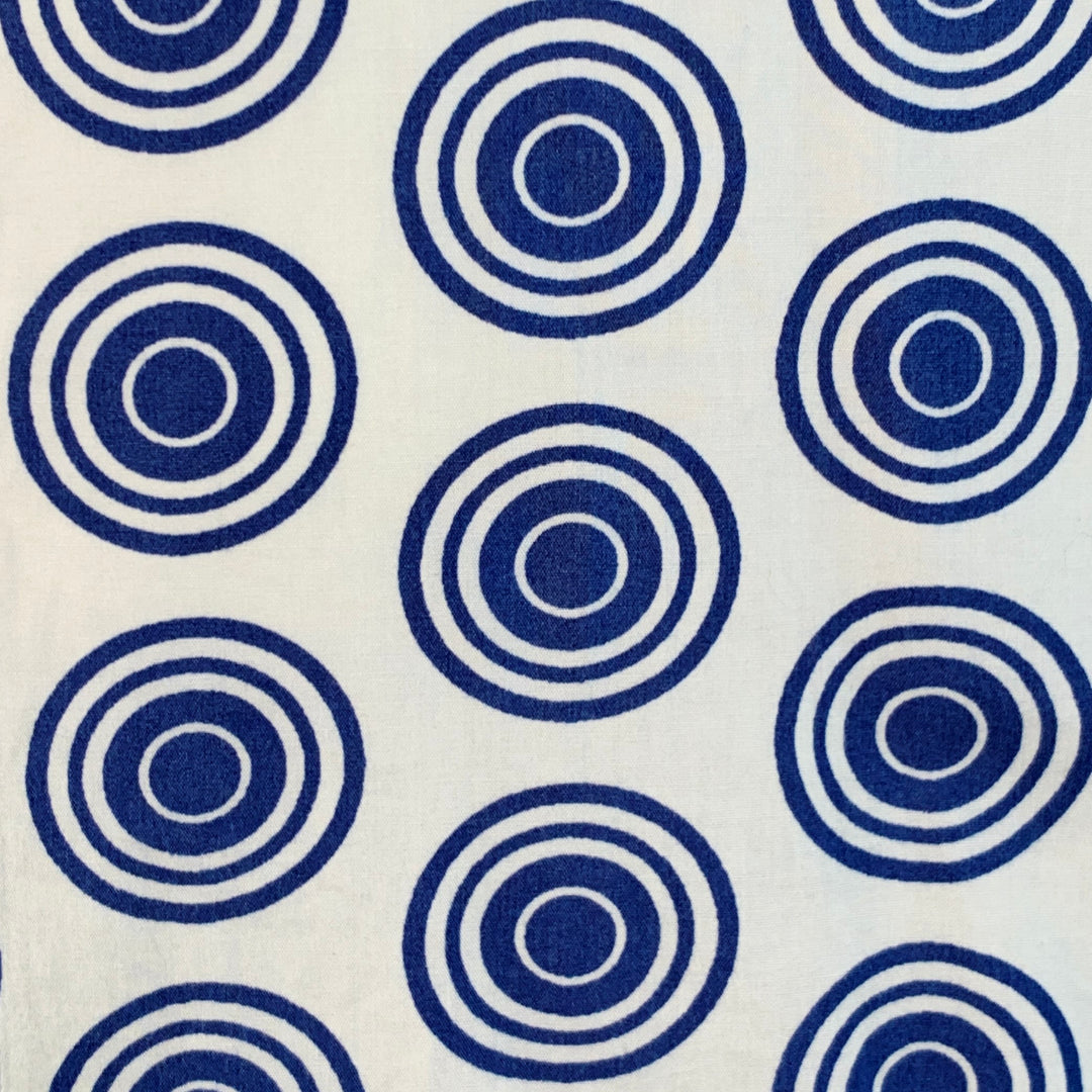 HUGO BOSS Size XL Blue White Circles Cotton Pointed Collar Short Sleeve Shirt