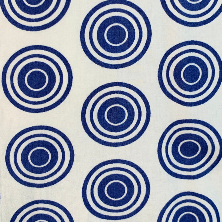 HUGO BOSS Size XL Blue White Circles Cotton Pointed Collar Short Sleeve Shirt