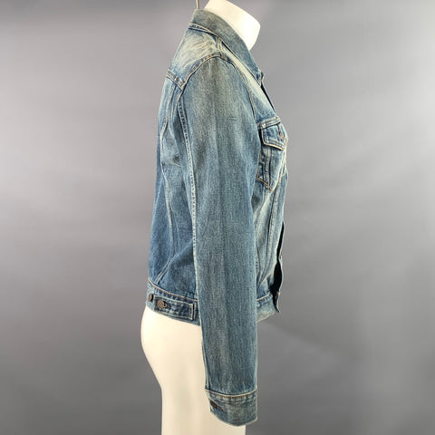 LEVI'S Size M Blue Light Blue Washed Cotton Trucker Jacket