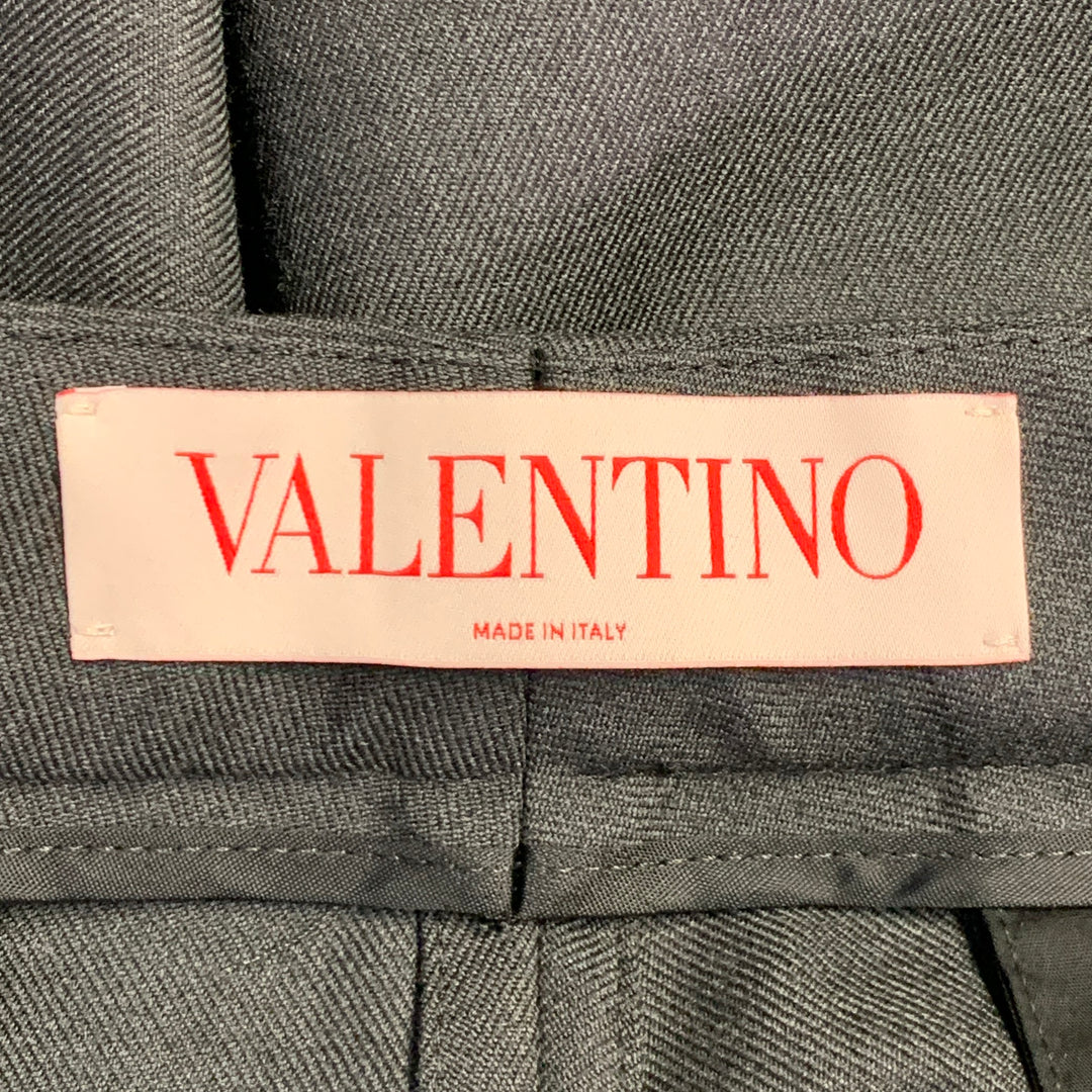 VALENTINO Size 36 Grey Charcoal Virgin Wool Cuffed Wide Leg Dress Pants