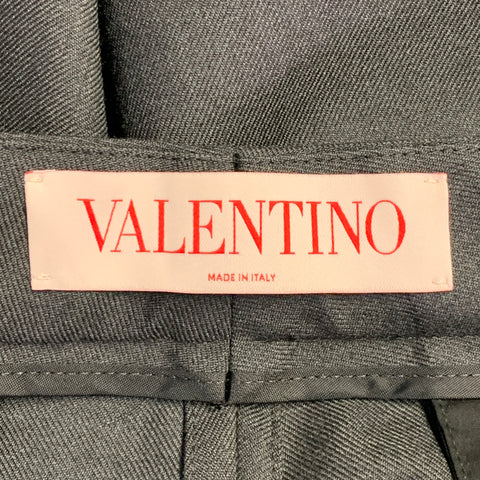 VALENTINO Size 36 Grey Charcoal Virgin Wool Cuffed Wide Leg Dress Pants