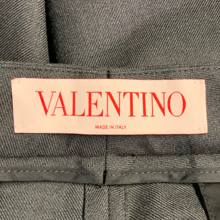 VALENTINO Size 36 Grey Charcoal Virgin Wool Cuffed Wide Leg Dress Pants