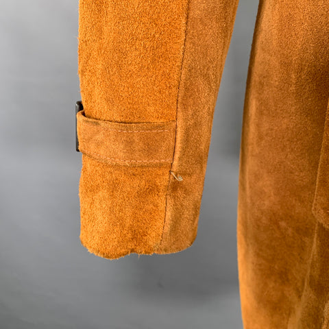 IDEAL Size M Brown Cognac Suede Belted Trench Coat