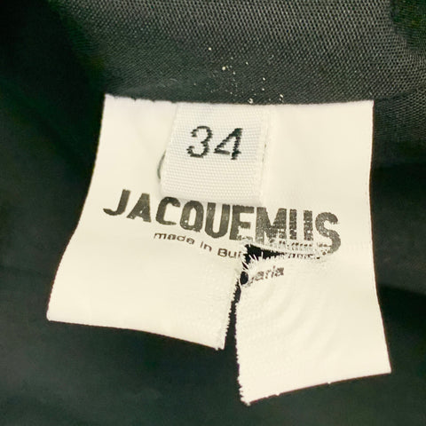 JACQUEMUS Spring 2018 Size 2 La Bomba Black Wool Ruched Short Sleeve Jacket Blazer