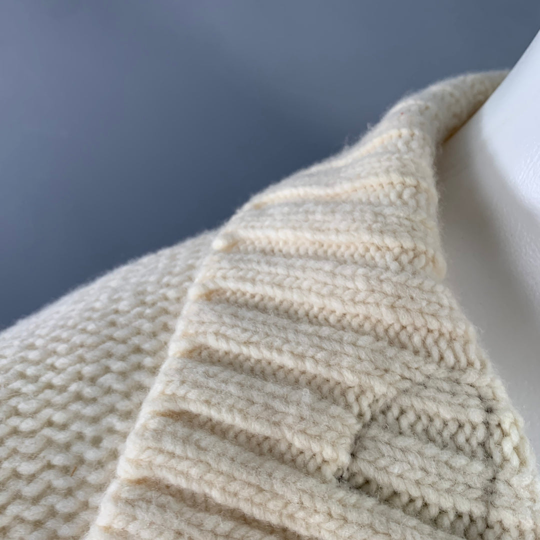 BURBERRY LONDON Size M Cream Brown Knit Merino Wool Toggle Closure Cardigan