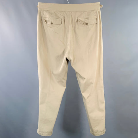 TOOD SNYDER Size 38 Beige Twill Cotton Pleated Side Tabs Casual Pants