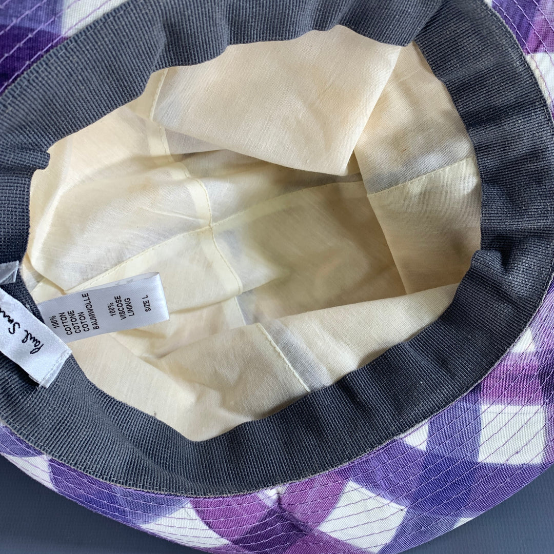 PAUL SMITH Size L Purple White Gingham Cotton Hats