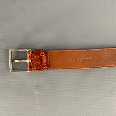 LONGHI Size 36 Brown Cognac Crocodile Belt