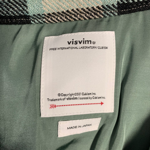 VISVIM Size L Black Green Beige Plaid Wool Linen Down Filled Jacket