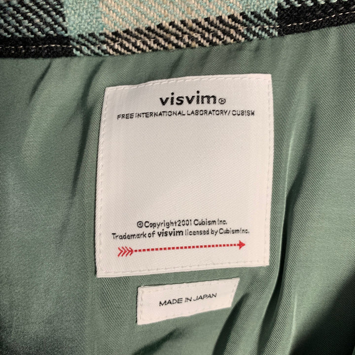 VISVIM Size L Black Green Beige Plaid Wool Linen Down Filled Jacket