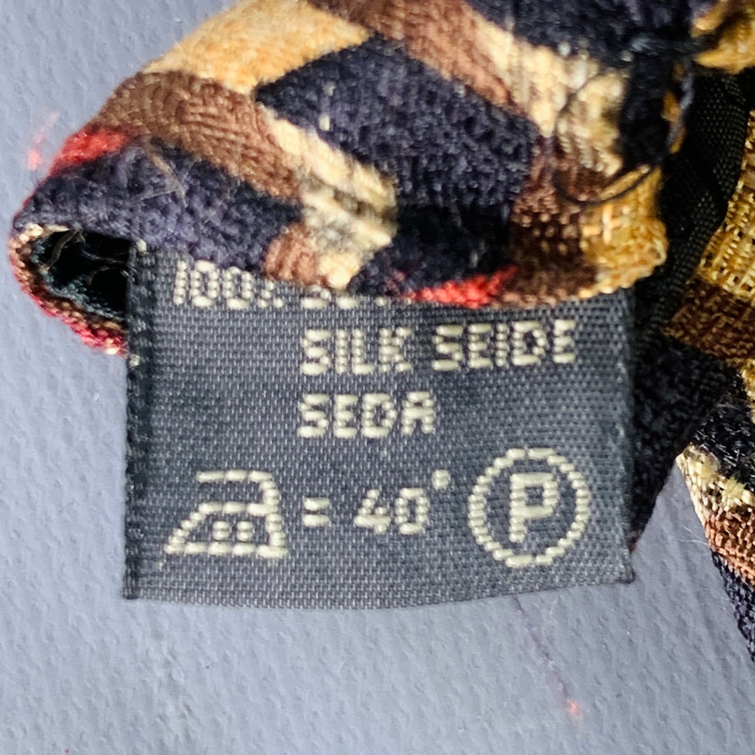 ERMENEGILDO ZEGNA Black Multi Color Abstract Silk Tie