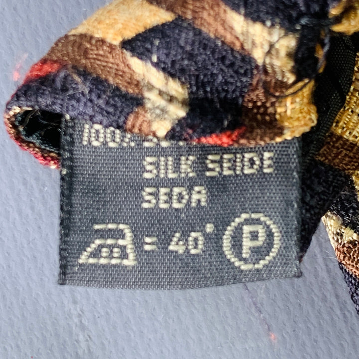 ERMENEGILDO ZEGNA Black Multi Color Abstract Silk Tie