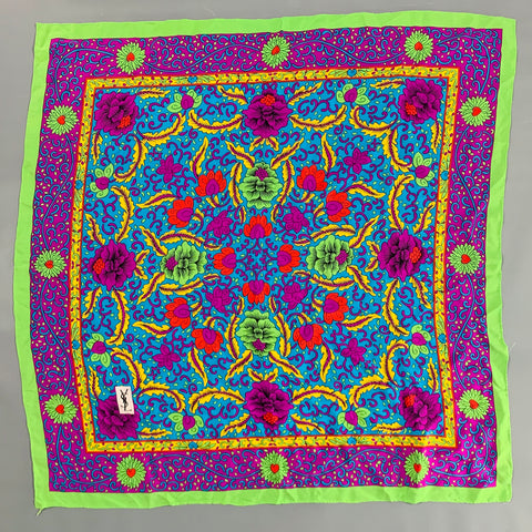 YVES SAINT LAURENT Bufanda de seda con estampado floral abstracto multicolor