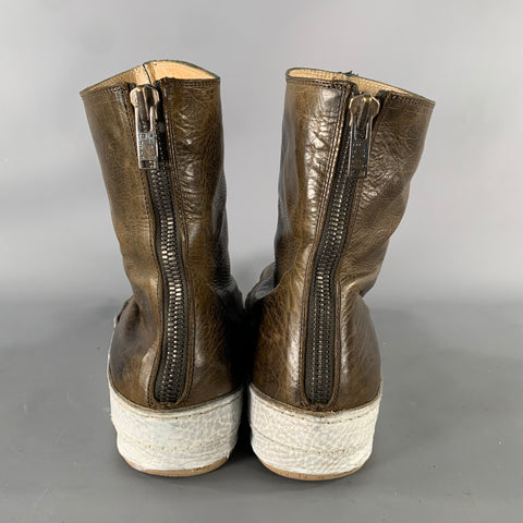SEI OTTO Size 10 Brown White Crackled Leather Winter Boots