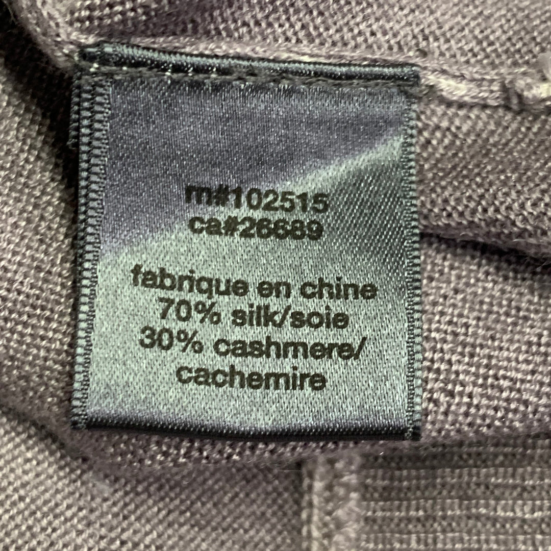 JOHN VARVATOS Size L Grey Purple Stripe Silk Cashmere V-Neck Pullover